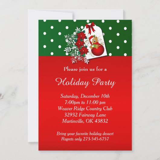 Invitation Ours de Noël Festif (Dos)