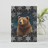 Invitation Ours de Noël rétro paysage enneigé minuit (Debout devant)