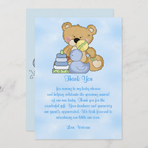 Invitation Ours de nounours de Merci de baby shower