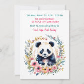 Invitation Ours de panda en fleurs Anniversaire de la fille (Dos)
