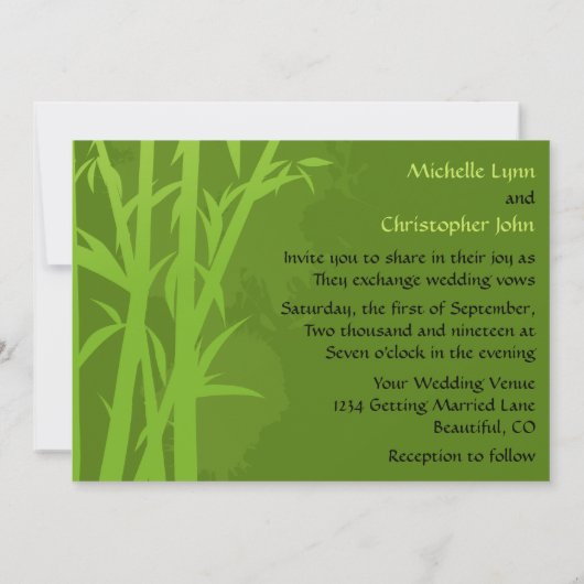 Invitation Ours de panda géants et Mariage de forêt de bambou (Dos)