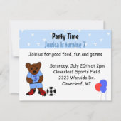 Invitation Ours de soccer mignon (Devant)