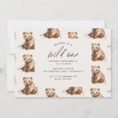 Invitation Ours d'eau sauvage 1er anniversaire moderne (Dos)