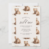 Invitation Ours d'eau sauvage 1er anniversaire moderne (Dos)