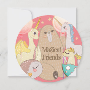 Invitation Ours d'invitation, Dragon, Licorne, Amis Magiques
