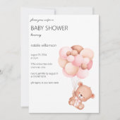 Invitation Ours doux avec Baby shower à ballons (Devant)