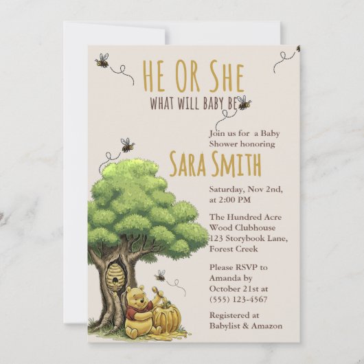 Invitation Ours du livre de contes classique "Qu'est-ce que b (Devant)