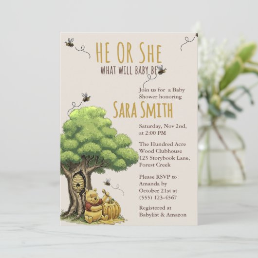 Invitation Ours du livre de contes classique "Qu'est-ce que b (Debout devant)