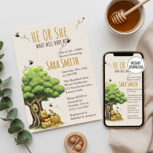 Invitation Ours du livre d'histoires classique "Que fera bébé