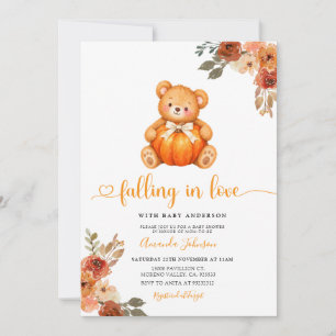 Invitation Ours en amour à la citrouille Baby Shower