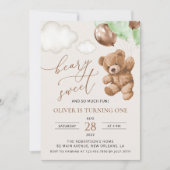 Invitation Ours En Conflit, Ballons Verts, Premier Anniversai (Devant)