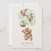 Invitation Ours En Conflit, Ballons Verts, Premier Anniversai (Dos)