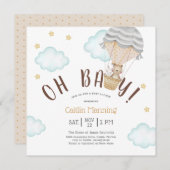 Invitation Ours En Conflit Oh Bébé Bois Baby shower Neutre Da (Devant / Derrière)