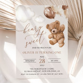 Invitation Ours En Joue, Ballons Brown, Premier Anniversaire