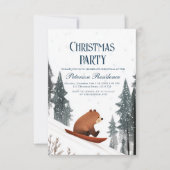 Invitation Ours En Joue Sur Chaussée À Neige Fête De Noël (Devant)
