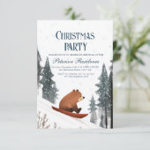 Invitation Ours En Joue Sur Chaussée À Neige Fête De Noël (Debout devant)