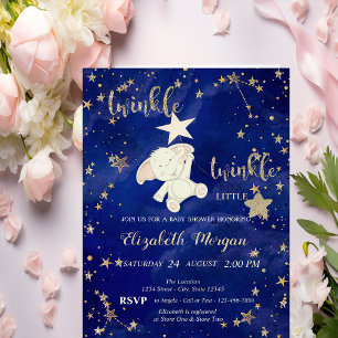 Invitation Ours en paillettes dorées Twinkle Little Star Baby