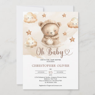 Invitation Ours en peluche à couchage neutre aquarelle