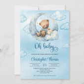 Invitation Ours en peluche à l'aquarelle mignon dormant au-de (Devant)