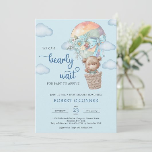 Invitation Ours en peluche à l'invitation d'un garçon en mont (Debout devant)