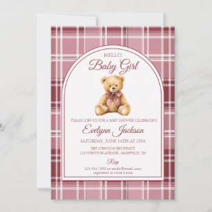 Invitation Ours en peluche à ruban rose pour Baby Shower fill