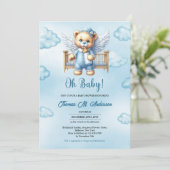 Invitation Ours en peluche ailes avec bébé berceau (Debout devant)