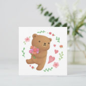 Invitation Ours en peluche aux fleurs (Debout devant)