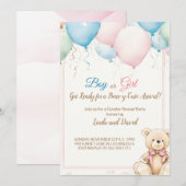 Invitation Ours en peluche avec Baby shower à ballons (Devant / Derrière)