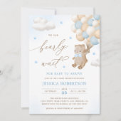 Invitation Ours en peluche avec Baby shower Ballons Bleus (Devant)