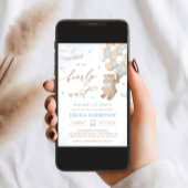 Invitation Ours en peluche avec Baby shower Ballons Bleus