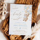 Invitation Ours en peluche avec Baby shower Ballons Bleus