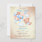 Invitation Ours en peluche avec ballons baby shower modèle (Devant)