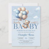 Invitation Ours en peluche avec ballons descendant du ciel (Devant)