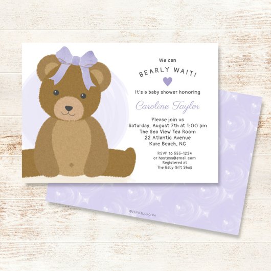 Invitation Ours en peluche avec mignon Baby shower de fille e