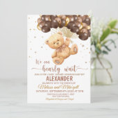 Invitation Ours en peluche Baby shower avec ballons Ours en p (Debout devant)