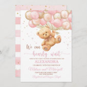 Invitation Ours en peluche Baby shower avec ballons Ours en p (Devant / Derrière)