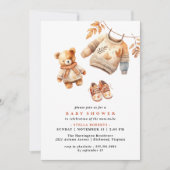 Invitation Ours en peluche | Baby shower d'automne neutre sim (Devant)