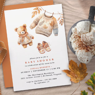 Invitation Ours en peluche   Baby shower d'automne neutre sim