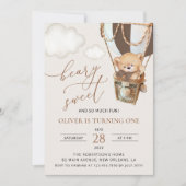 Invitation Ours en peluche, ballon Brown à air chaud, premier (Devant)