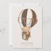 Invitation Ours en peluche, ballon Brown à air chaud, premier (Dos)