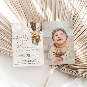 Invitation Ours en peluche, ballon Brown à air chaud, premier