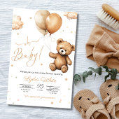 Invitation Ours en peluche Ballons baby shower neutre