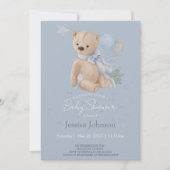 Invitation ours en peluche bébé bohème (Devant)