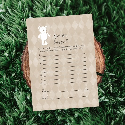 Invitation Ours en peluche blanc Jeu de douche Devinez la nou