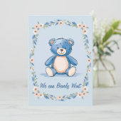 Invitation Ours en peluche bleu minimaliste (Debout devant)