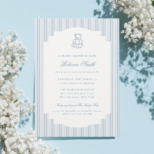 Invitation Ours en peluche bleu Prépa Garçon Élégant Baby Sho