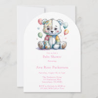 Ours en peluche brodé fille en patchwork pour bébé