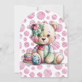 Invitation Ours en peluche brodé patchwork pour bébé (Dos)