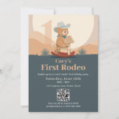 Invitation Ours en peluche Code QR Cow-boy Premier Rodéo Anni (Devant)