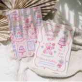 Invitation Ours en peluche coquette fantaisiste rose dessiné